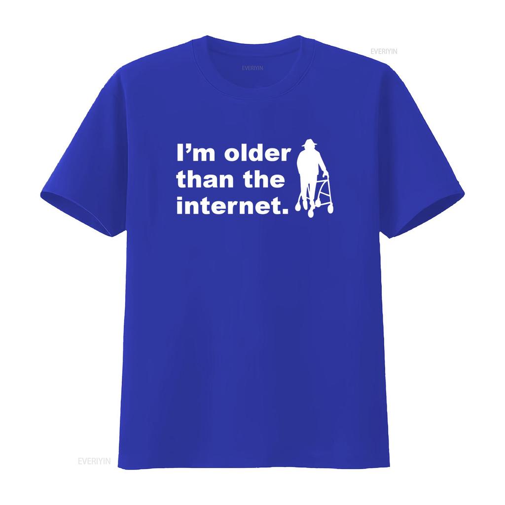 Funny Joke Birthday T Shirt for Men and Women Im Older Than The Internet Slogan vintage Washed Soft fashion streetwear