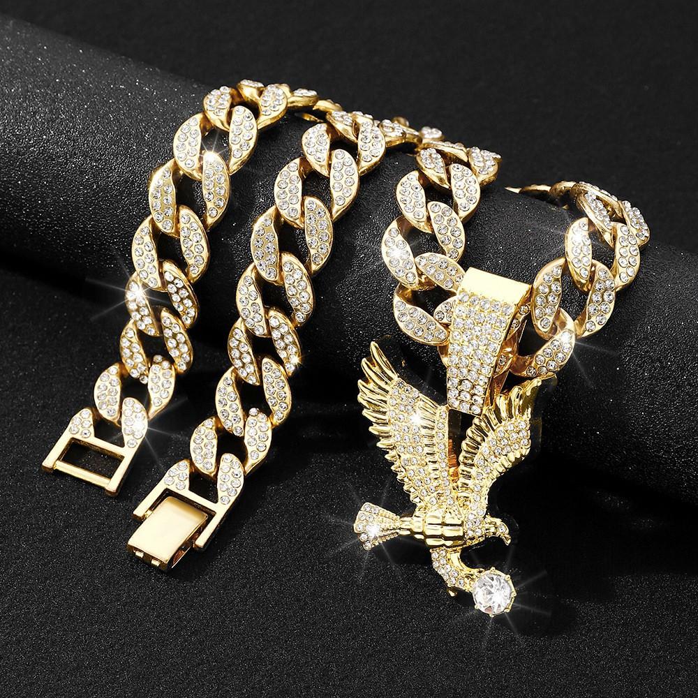 Hip Hop Street Animal Necklace, European and American Men's Cuban Chain Decoration, Personalized Alloy Eagle Pendant