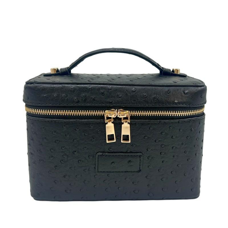 PU Makeup Bag Women Waterproof Durable Storage Organizer With Stitched Seam Square Design
