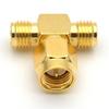 5/20 Stück SMA Stecker Vergoldet 3-Wege T-Typ Adapteranschluss SMA Stecker auf Dual 2 SMA Buchse