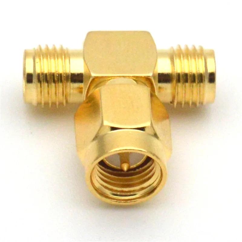 5/20 Stück SMA Stecker Vergoldet 3-Wege T-Typ Adapteranschluss SMA Stecker auf Dual 2 SMA Buchse