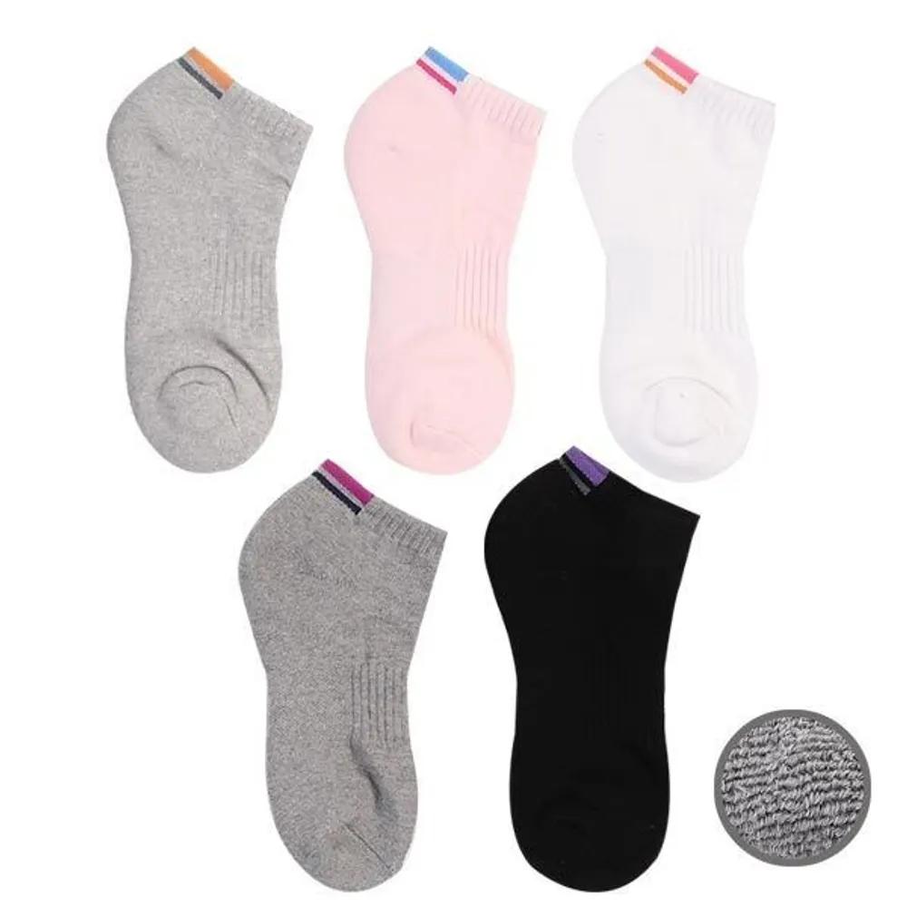[Pierre Cardin] Women s Jane Sneakers 5 Pairs Double-pile Cushion Sports Socks 24cm