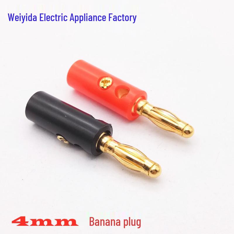 Gold-Plated 4mm Lantern Head Banana Plug, Four-Leaf Nickel-Plated Design