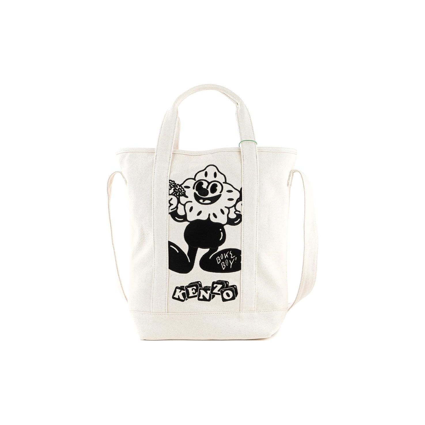 

Kenzo Boke Boy Logo Appliqué Open Tote Bag Men tote bags Ivory 5SA901F3503 Basic Set (Bag+Dust Bag)