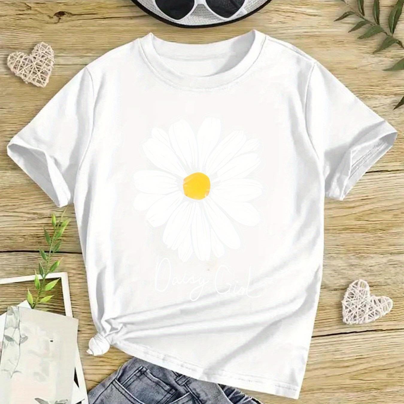 Kids Floral Graphic Crewneck Short Sleeve T-Shirt 110 белый
