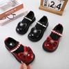 Children Casual Flats for Girls Princess Sweet Floral with Pearls Bow-knot Chic Kids Shoes Hook & Loop Flowers for Party Wedding
