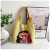 Korean version of cartoon graffiti illustration large capacity canvas bag girl funny hand-drawn comic portable shoulder bag tide
