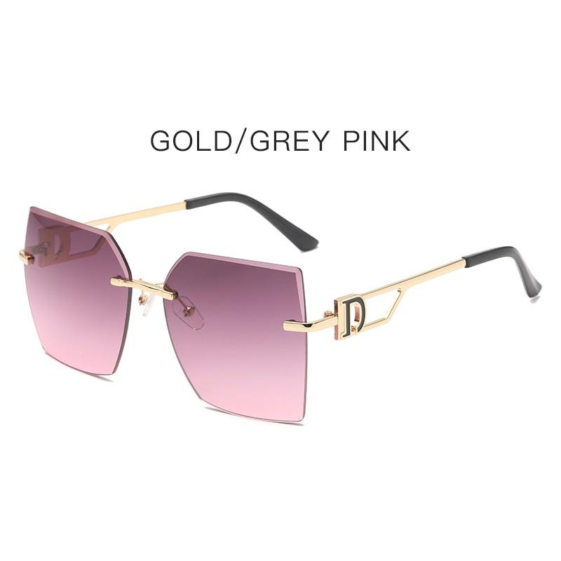 Glamour Luxury D Brand Women Sunglasses Oversize Fashion Stylish Ladies Sun Glasses Rimless Designer Trend Eyewear UV400
