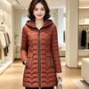 Medium and long down cotton-padded clothes, women's slim-fit hooded cotton-padded clothes, winter warm jackets, and mother's large-size cotton-pad
