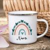 Tazza personalizzata da falò con nome personalizzato in smalto, Tazza rustica per bambini Regali festivi, Tazza arcobaleno da campeggio per donne e amici