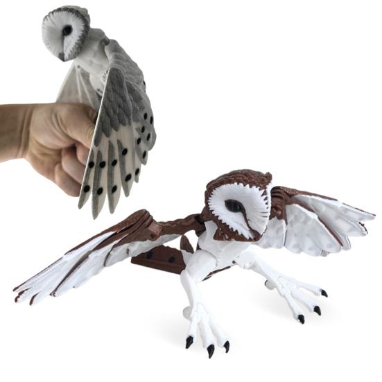3D Baskılı Baykuş Süsü Eklemli Ahır Baykuşu Figürü Masaüstü Poz Verebilen Baykuş Stres Giderici Oyuncak Esnek Kanatlar ve Gövde Kuş Severler İçin Hediye