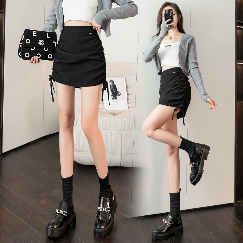 Summer High Waist Pleated Wrap Skirt with Lining