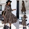 Herbst Winter Langarm V-Ausschnitt Mode Print Langes Kleid Bequem Leicht Hohe Wiedererkennung Elegant Schlankmachend Schmeichelhafte Passform
