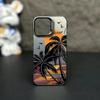 Coconut Tree Silver Phone Case For iPhone 11 12 13 14 15 Pro Max X XR XS Max 7 8 15 Plus SE Summer Scenery Shockproof Hard Cover