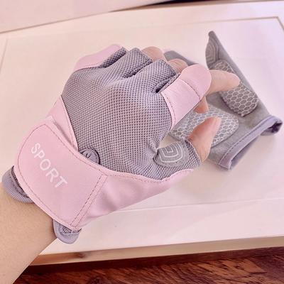 For Yoga Training Cycling 1Pair Women's Half Finger Fitness Anti-slip Gloves Wear-resistant Shock Absorption Workout Gloves
