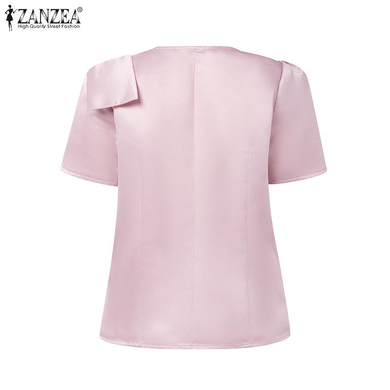 ZANZEA Women Casual Square Collar Summer Short Sleeve Blouse