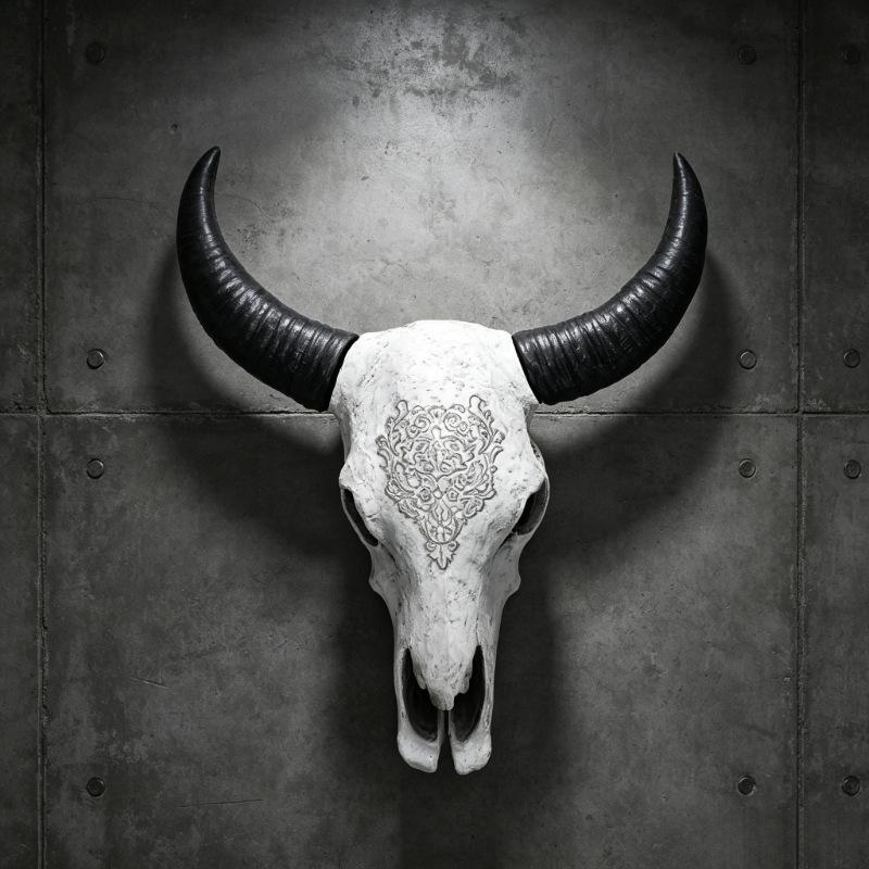 Retro Resin Bull Skull Wall Decor 33x9.5x39cm