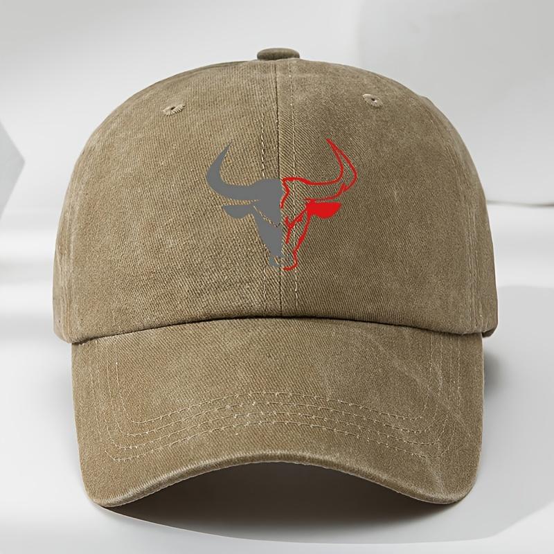 Stierkopf Baseballkappe | Vintage gewaschen, weich, schweißabsorbierend für Outdoor-Sportarten & Freizeit