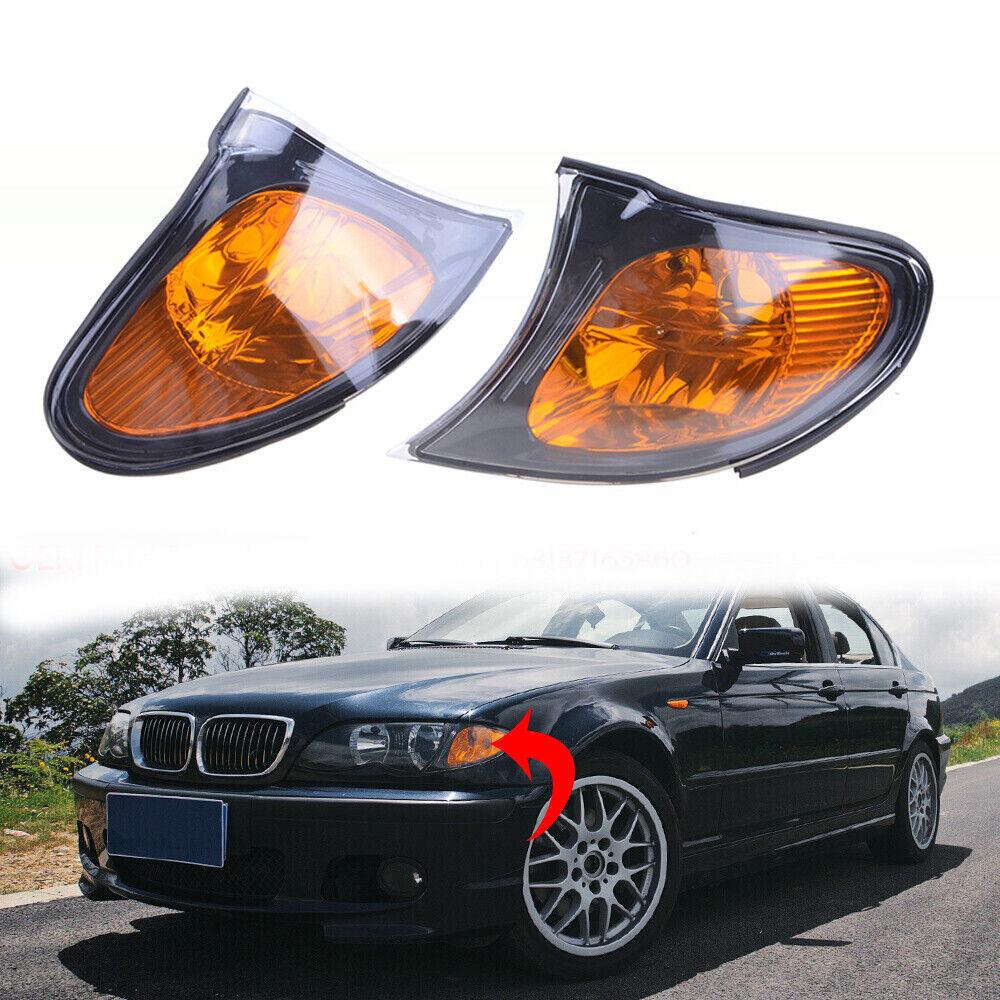 2002-2005 BMW 3 Series E46 320i Turn Amber Lens Signal Lamps Corner Lights For BMW | Pair | Right | Black