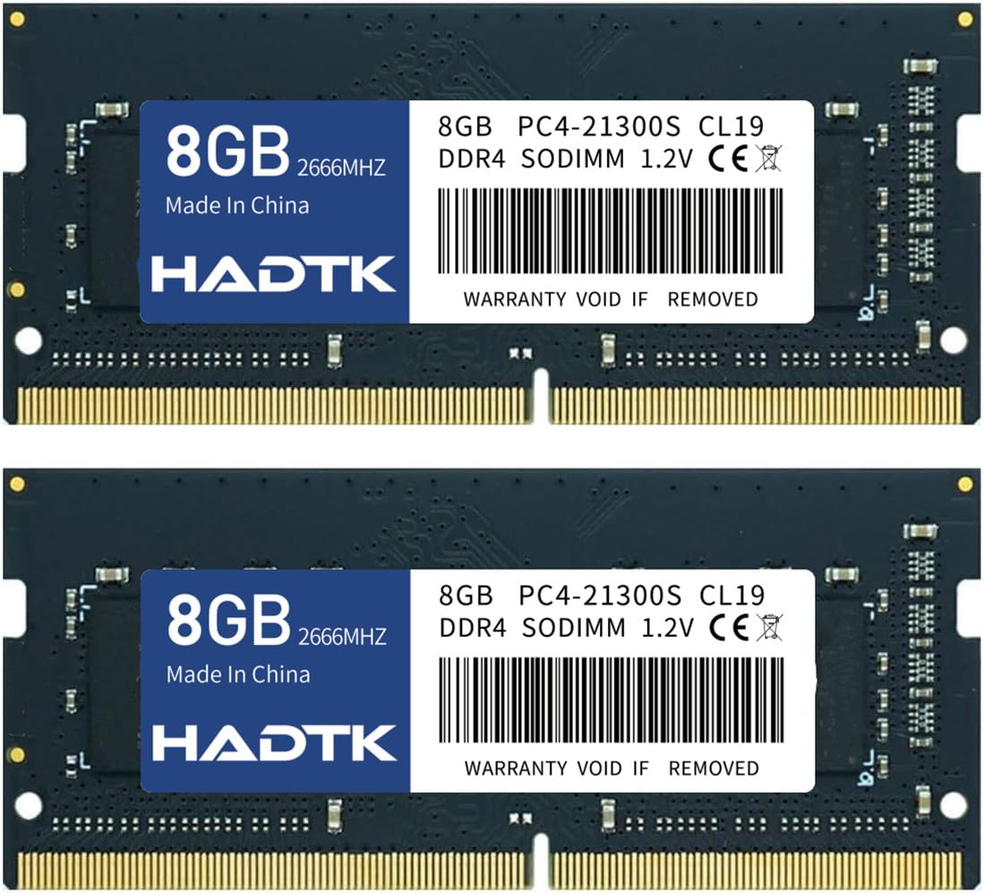 

HADTK Laptop Memory SODIMM 8GB x 2 Discs 260 Pin Memory Expansion Compatible with Mac Windows Compatibility Guaranteed PC4-21300 (DDR4-2666) 1.2V