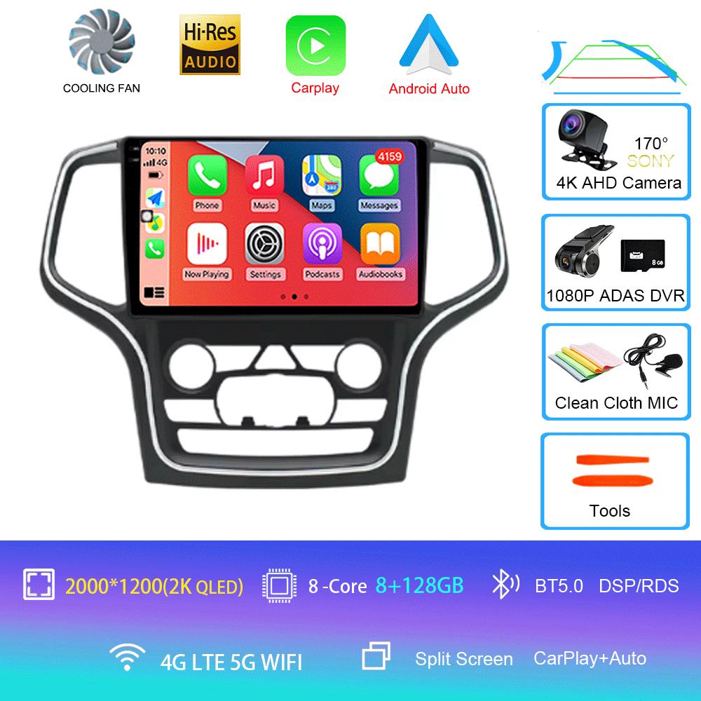For Jeep Grand Cherokee WK2 2014 Car radio Multimedia Carplay Navigation GPS Wireless Android Auto Car Stereo HDR Radio 5G Wifi