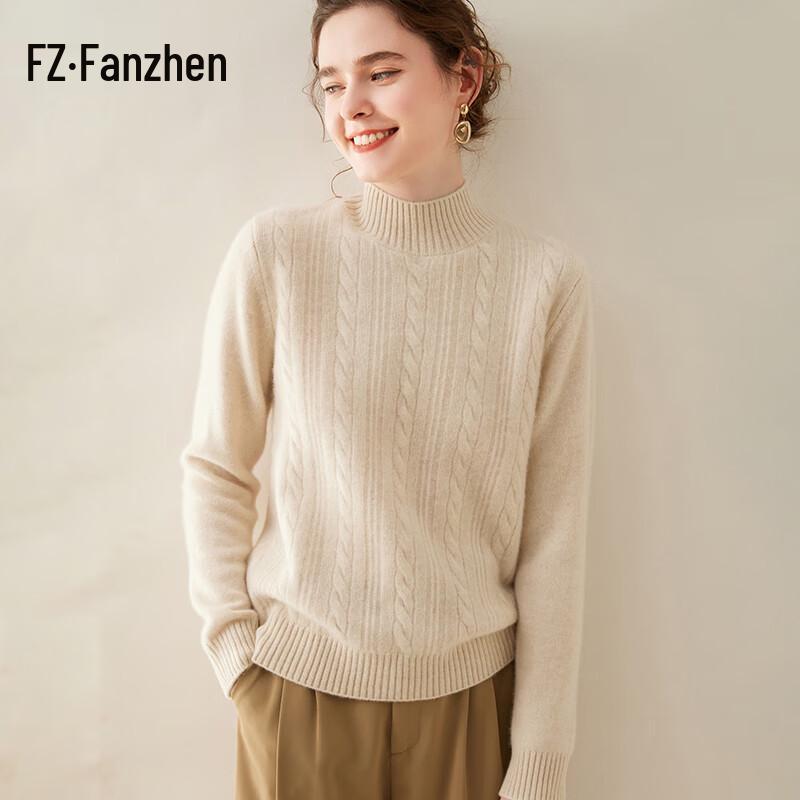 Fanzhen Women's Thickened Cashmere Blend Knit Sweater