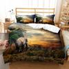 Colourful Cartoon Elephant Duvet Cover Set King Queen Size for Kids Boys Girls Bedding Set Cute Wild Animals Comforter Cover