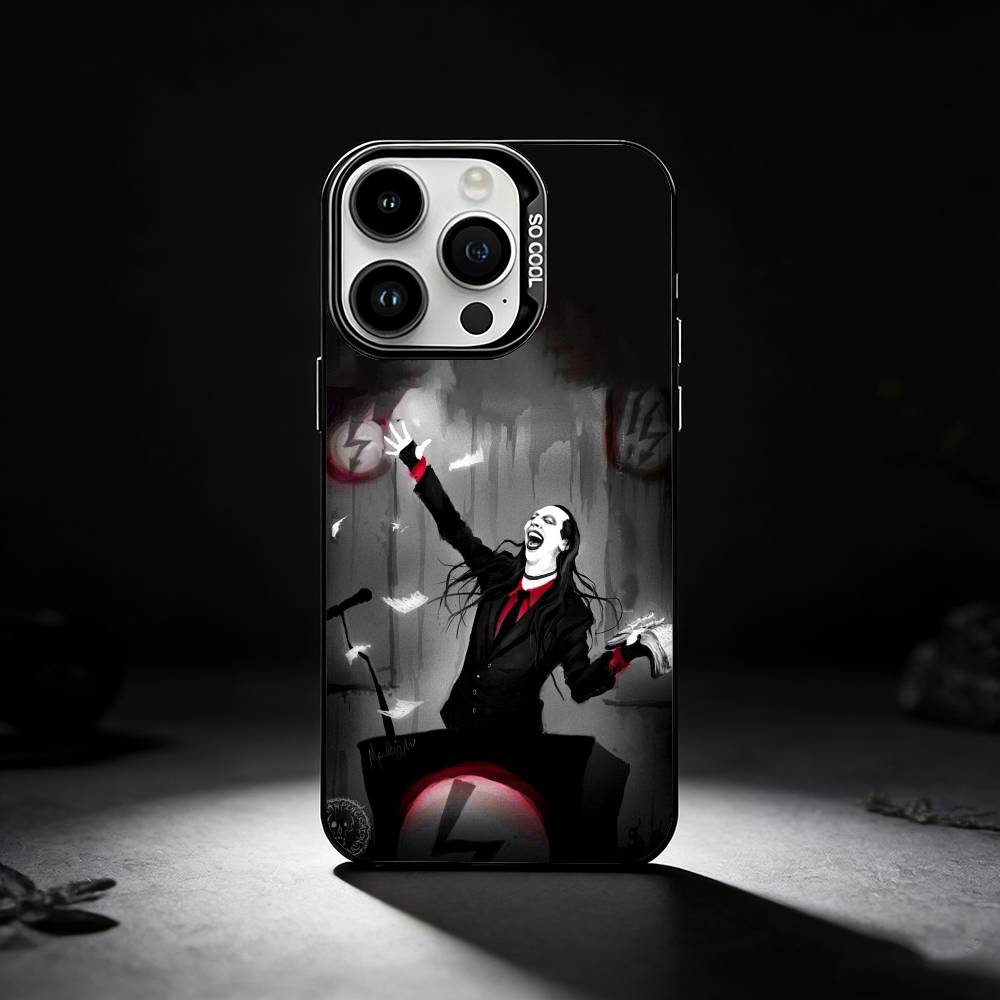 M-Marilyn Singer Manson Phone Case For iPhone 17,16,15,14,13,12,11 Plus,Pro Max,XS,Colored silver phone case