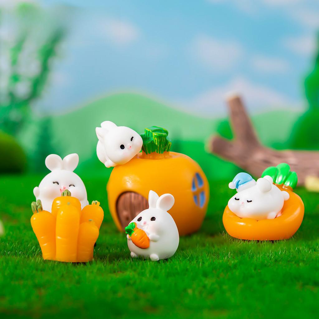 Adorable Resin Miniature Fat Bunny Figurines Diy Desktop Decor Cute Cartoon Style