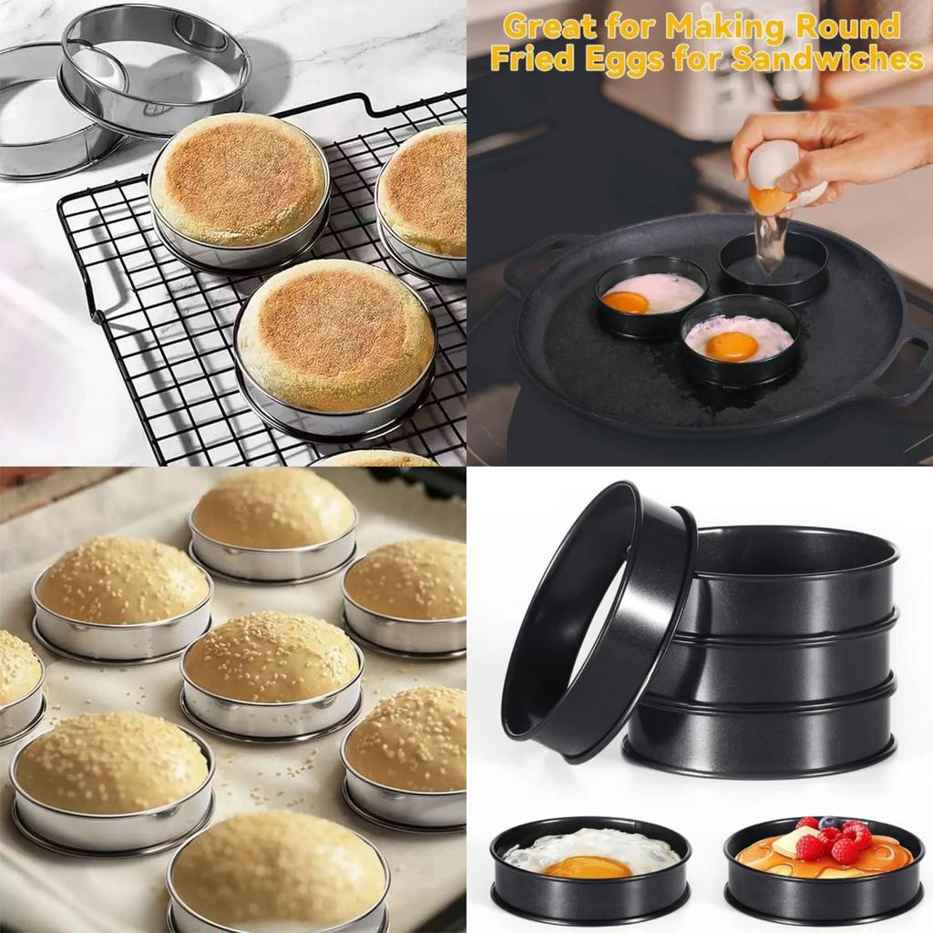 Stainless Steel Round Baking Molds For Pastries And Cookies With Double Rolled Edges For Home Baking