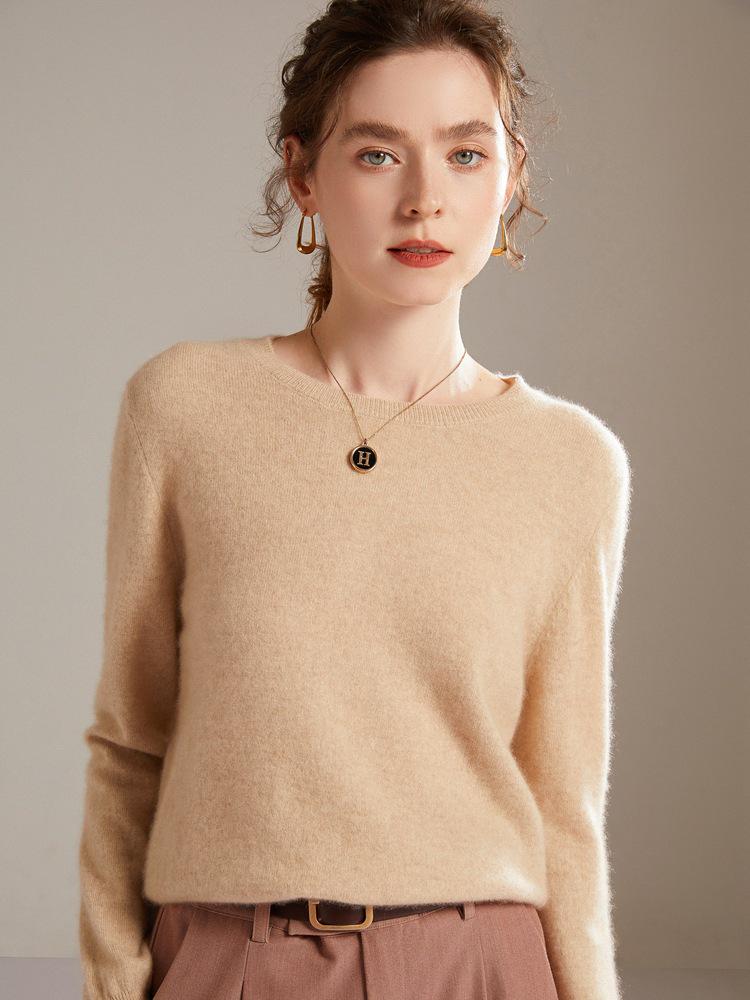2026 Autumn/Winter Women's Classic Round Neck 100% Pure Cashmere Loose Knit Sweater