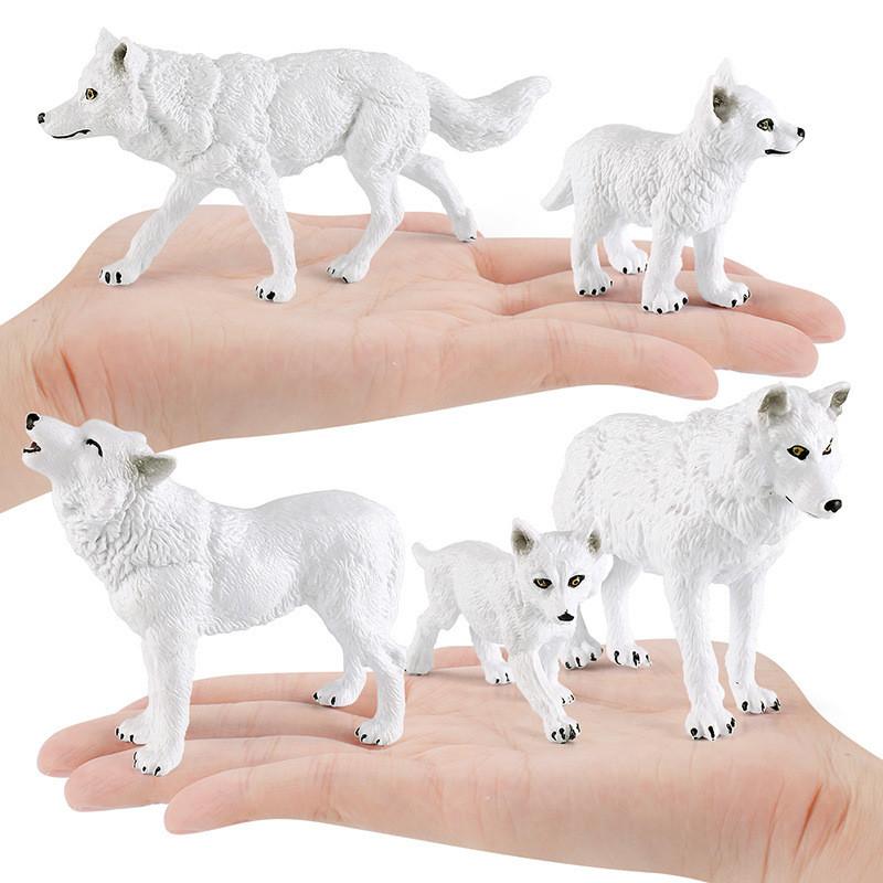 High Quality Pvc Arctic Wolf Figurine Set Including Howling And Standing Wolves