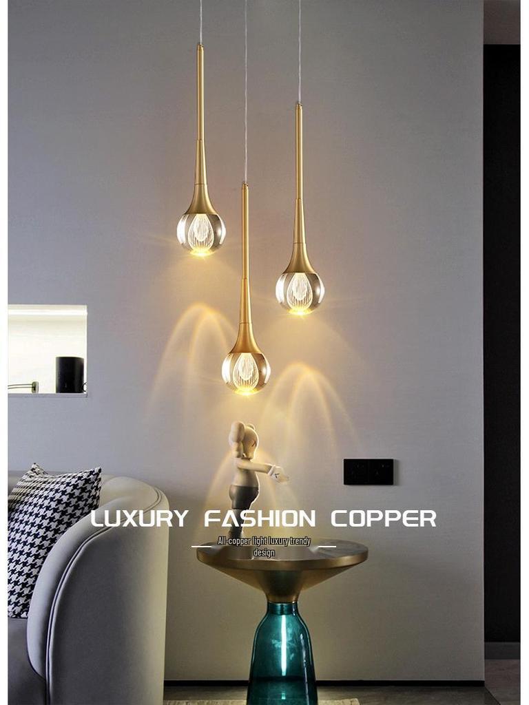 Nordic Crystal Single-Head Pendant Light for Bedroom or Dining Room