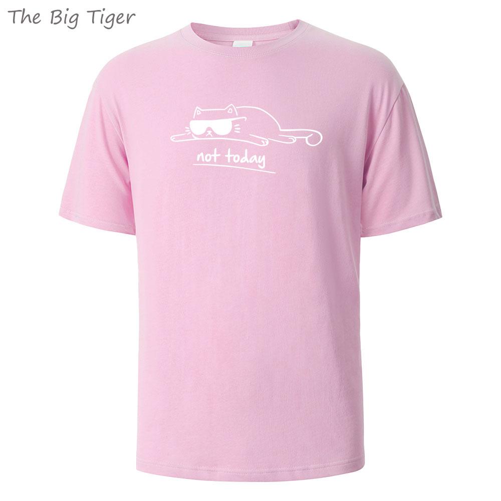 

Not Today Cat Printed Comfortable Cotton Tshirt Men Simple Crew Neck Design Soft Breathable Short Sleeve Basic Men s T-shirt Top 4XL