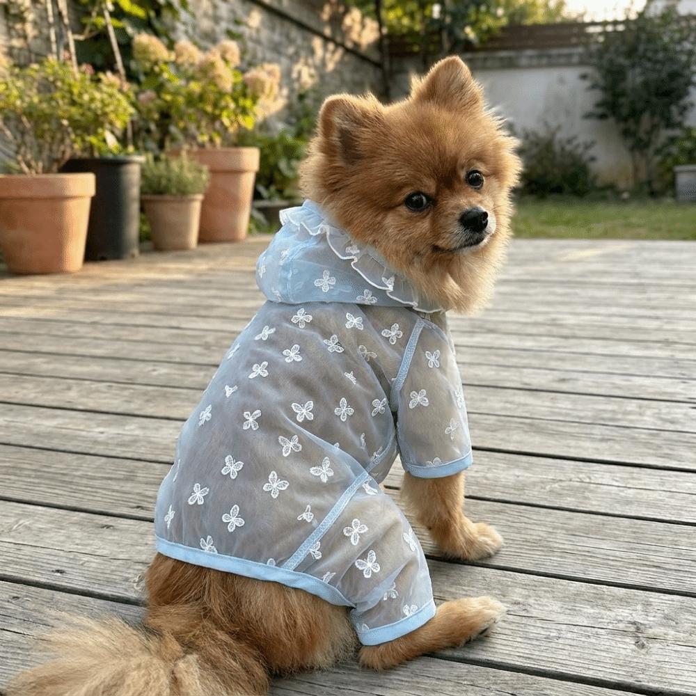 Thin Breathable Dog Sunscreen Clothes Butterfly Pattern Dog Cooling Jumpsuit  Summer Season