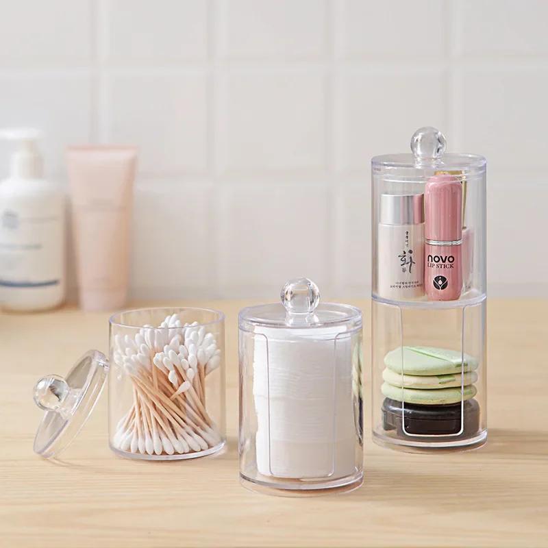 Acrylic Makeup Organizer Cotton Swabs Container Cosmetic Makeup Cotton Pad Organizer Jewelry Storage Box(Empty Box)