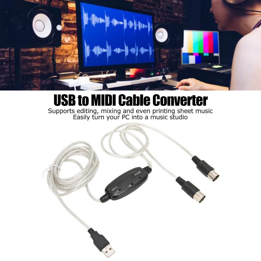 2 In 1 USB To MIDI Cable Plug and Play MIDI Cord Adapter  for Keyboard, Piano, Synthesizer