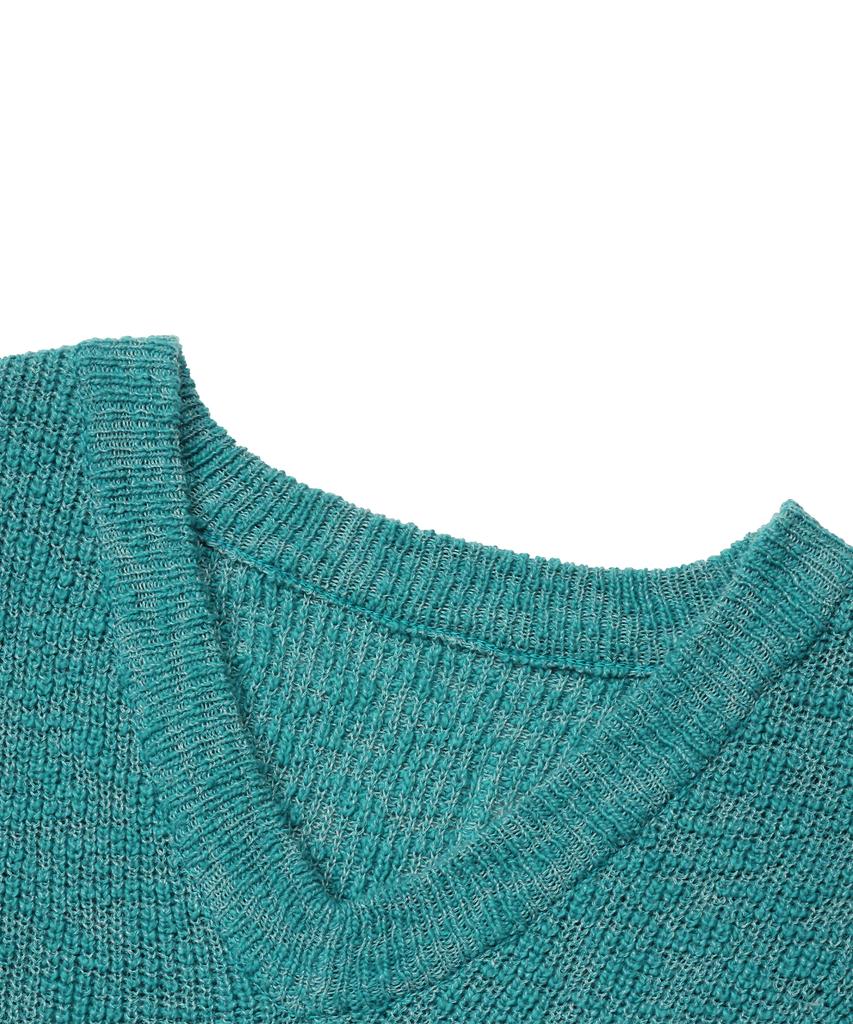 Doffjason Loose Fit Curly Knit Vest Teal Green