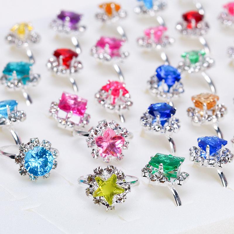 Kids' Faux Diamond Crystal Cartoon Gem Ring Set - Kindergarten Gift