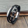 New Football Men's Leather Bracelets Stainless Steel Magnet Clasp Charms Fashion Punk Bangle Homme Jewelry Luxury Gifts