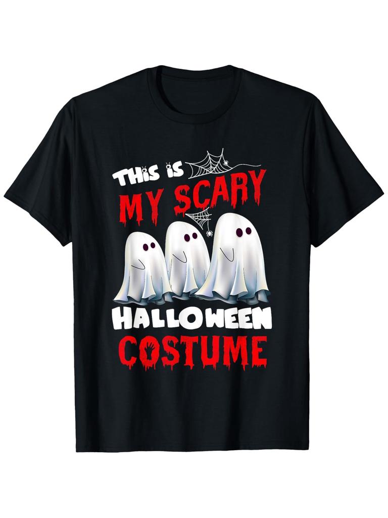 This Is My Scary Halloween Costume TShirt Oversized Casual Short Sleeve with Blood Drip Text Print Spooky Party Outfit