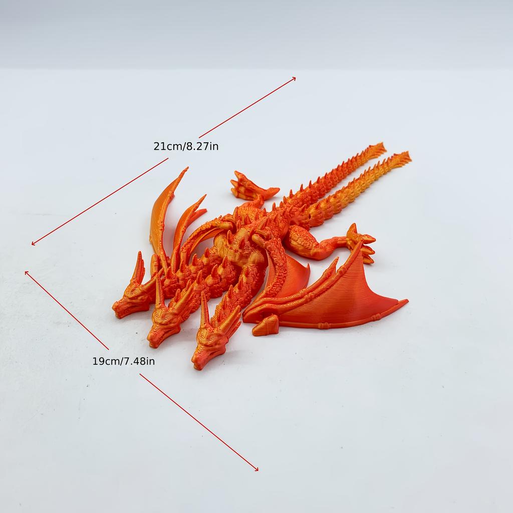 3D-gedrucktes dreiköpfiges Drachenfigurenmodell mit mehrfarbigem Lasergradient Geeignet für die Dekoration von Schreibtischen im Innenbereich, Zimmerdekoration