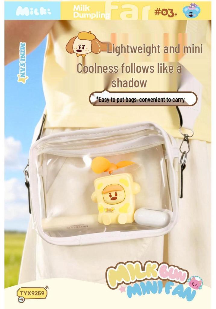2026 New USB Rechargeable Milk Bottle Mini Fan - Portable Cartoon Design for Students