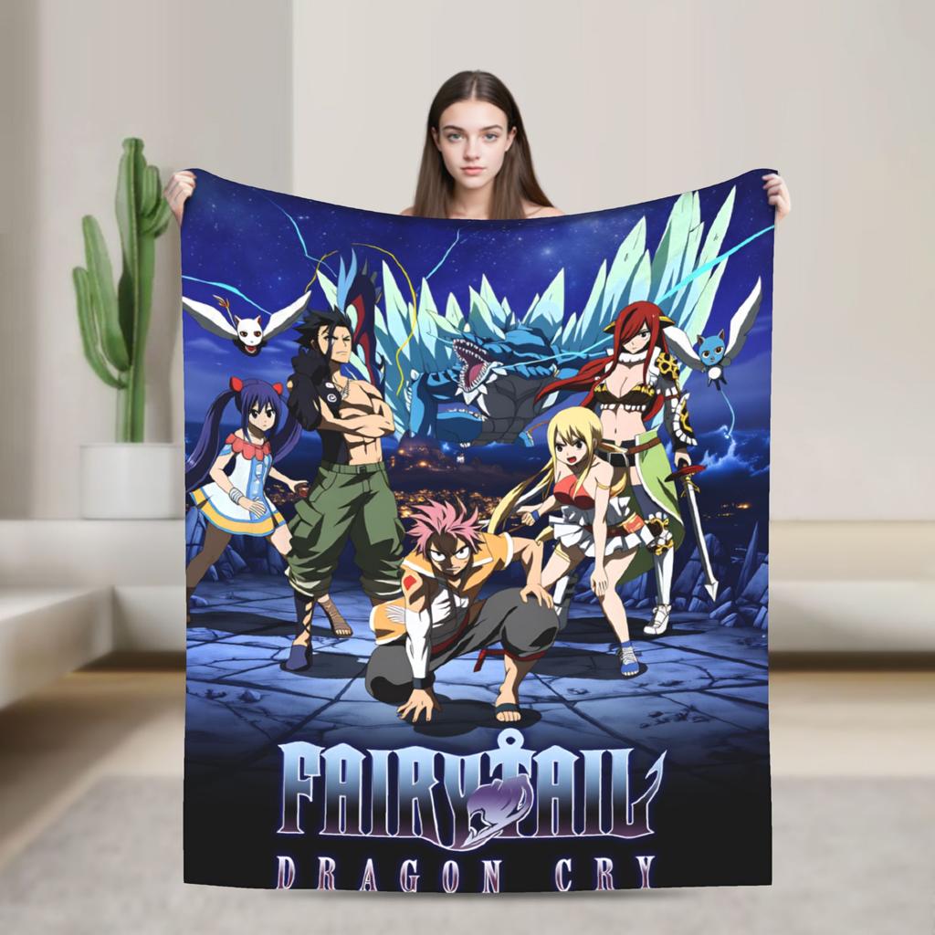 Fairy Tail Warm Soft Blanket Japanese Anime Travel Plush Throw Blanket Aesthetic Couch Chair Flannel Bedspread Sofa Bed Cover