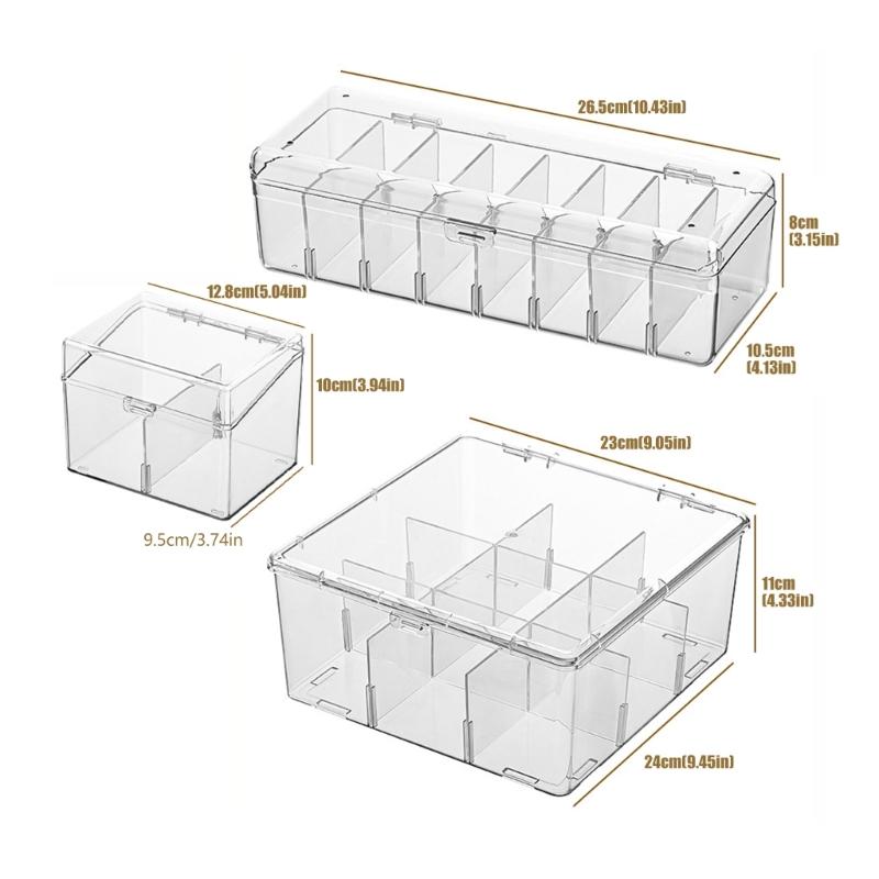Clear Card Storage Box With Adjustable Dividers For Home Offices Organization And Small Items Large Capacity Container