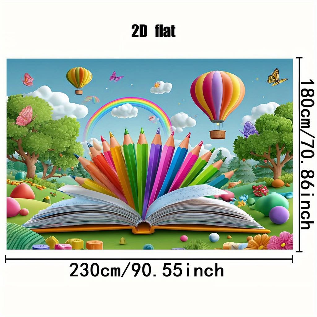 2D plane, 1 piece 2D plane banner "Vibrant and creative background for Children's Day, Reading Day and Birthday Party"