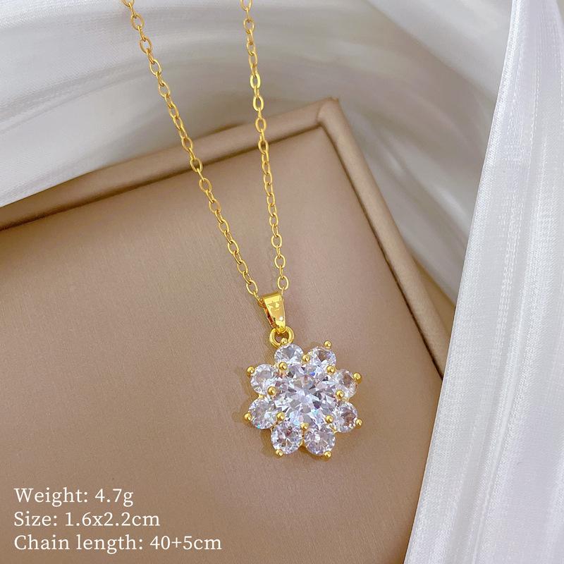 Multi-Element Style Copper Micro-Inlaid Necklace Combination Female Real Gold Electroplated Exquisite Collarbone Chain