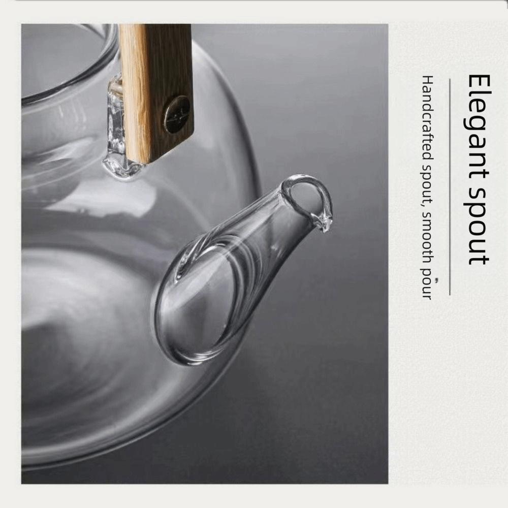 Transparent Glass Tea Pot 1000ml Flower Tea Kettle Fluent Japanese Style Teapot  Home Use