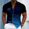 Herren Color-Blocked Abstrakt Gestreiftes Kurzarmhemd, Sommer Mode Lässiges Herrenhemd, Hawaiihemd