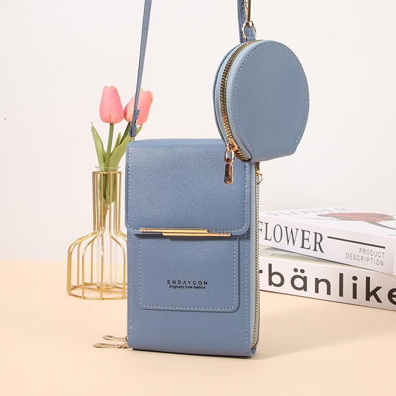 Fashion Two-piece Women's Bag Vertical Touchable Mobile Phone Bag Multi-compartment Messenger Bag with Mini Change Bag
